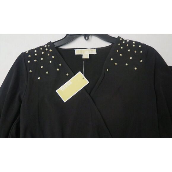 Michael Michael Kors Women's Sz XS Black Long Sleeve Blouse w/Gold Studs $98+ - Picture 8 of 10